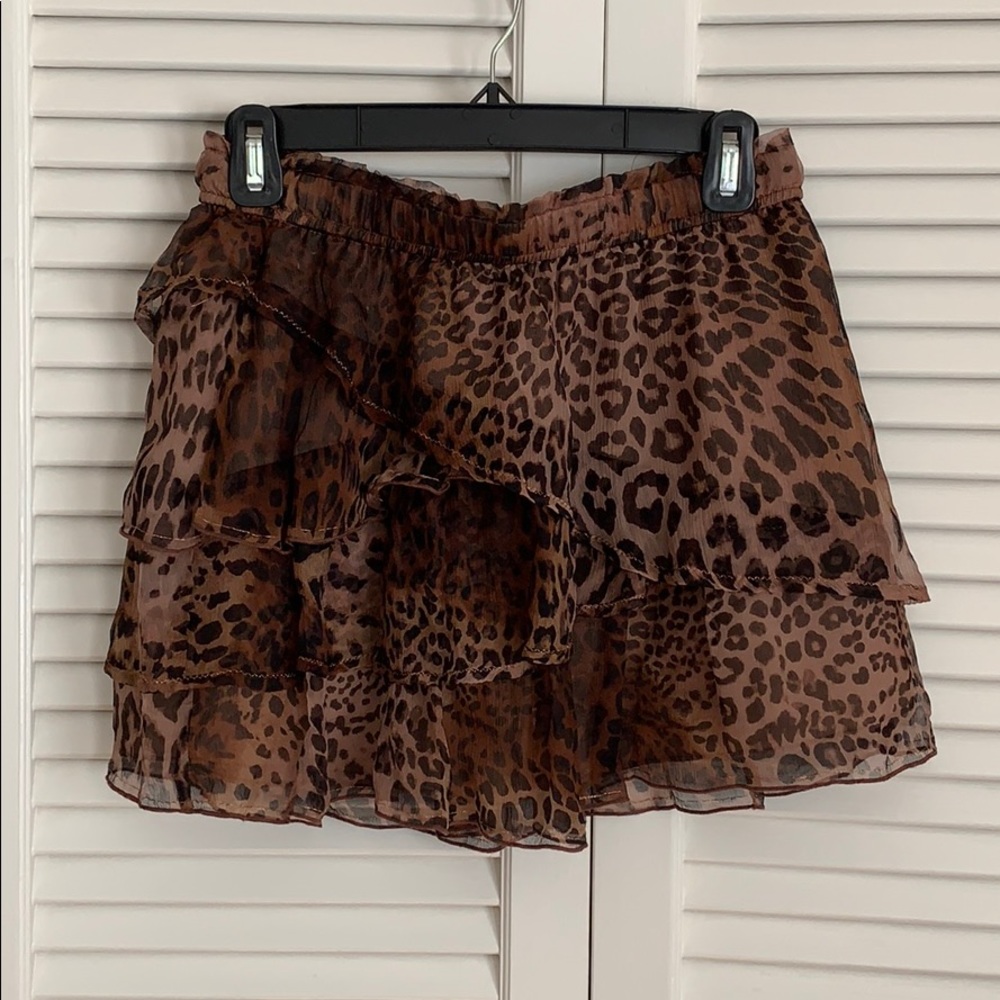 Of Two Minds Silk Leopard Mini Skirt